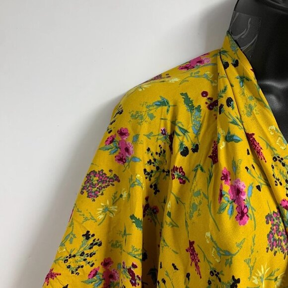 Tuesday Women's Floral Deep‎ V Neck Long Drape Sleeve Pullover Caftan One Size - Picture 3 of 11